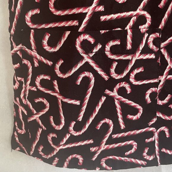Tafford Womens Scrub Top Candy Canes Christmas Size Medium Black Holiday Stripes - Picture 4 of 9